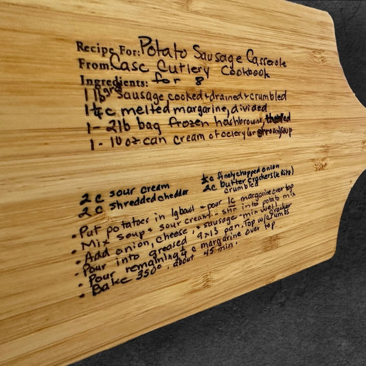 Bamboo Custom Cutting Board with Your Recipe